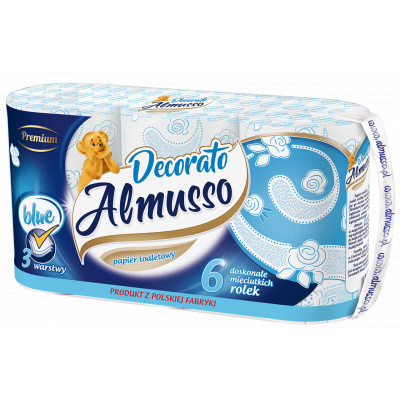 Toaletný papier Almusso Decorato Modrý. /6 ks